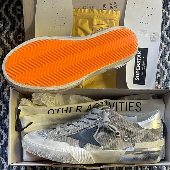 NIB Sz 38 Golden Goose Limited Edition Superstar Pen-Star Glitter, Camouflage - Picture 3 of 12